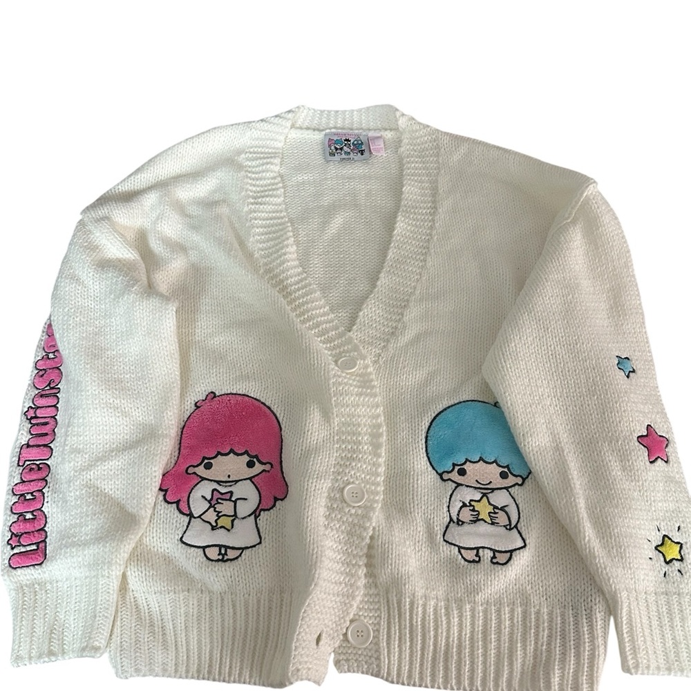 Forever 21 White Knit Cardigan with Hello Kitty Design